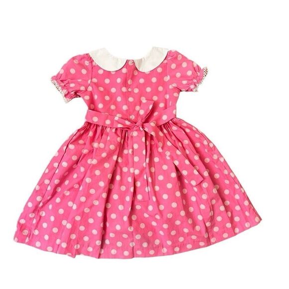 Eleanor Rose Presley Dress Pink & White Polka Dot Peter Pan Collar Size 8-10 NEW - Picture 2 of 4